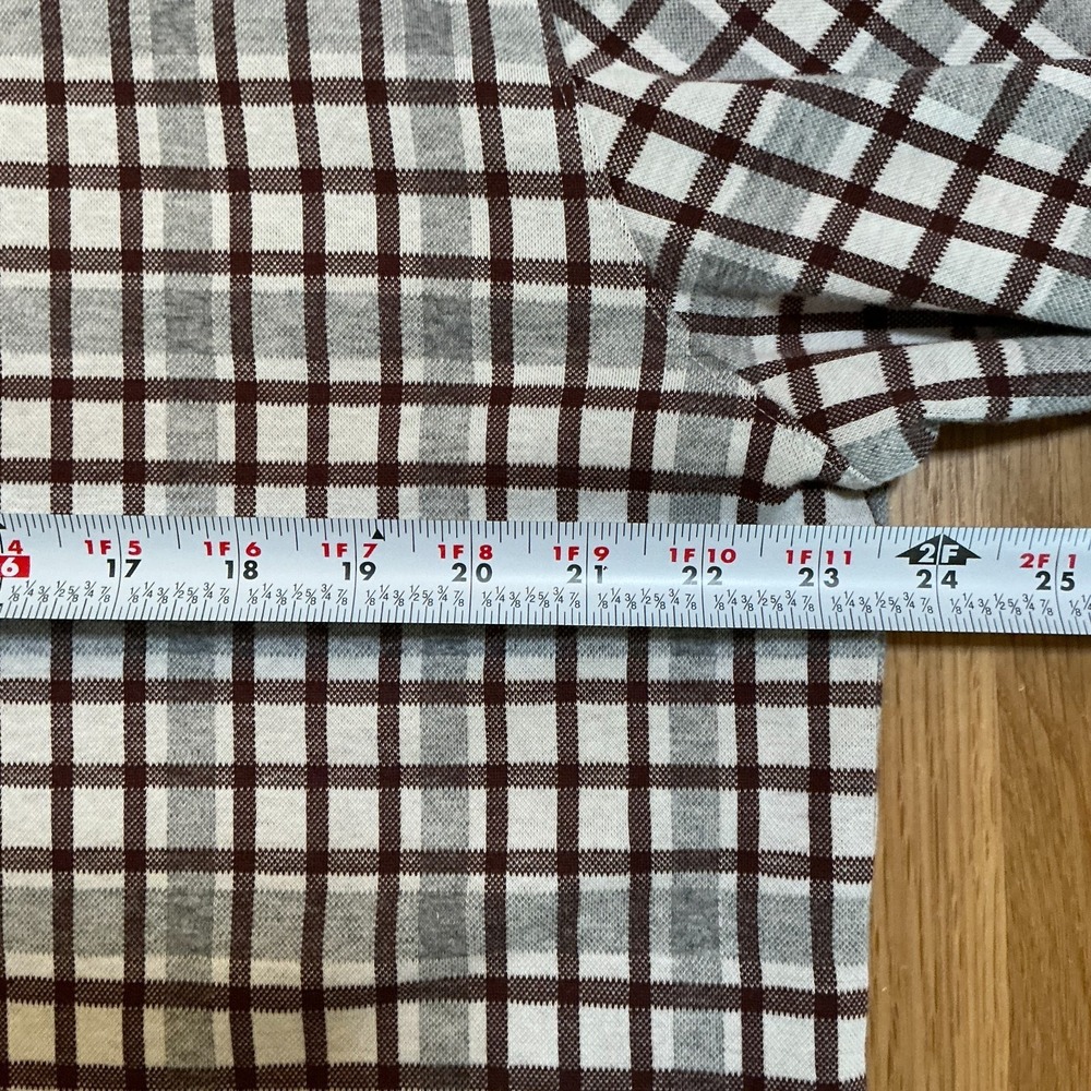Vince Heavyweight Flannel Shirt XL Brown Beige Plaid Cotton Button Up Overshirt - Picture 5 of 7